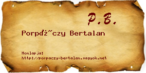 Porpáczy Bertalan névjegykártya